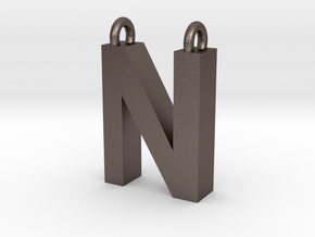 Alphabet (N) in Polished Bronzed Silver Steel
