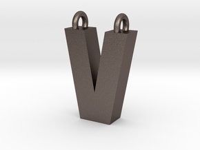 Alphabet (V) in Polished Bronzed Silver Steel