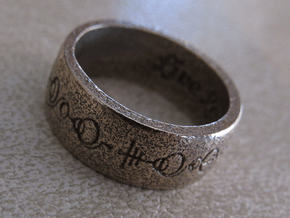 "Live Long & Prosper" Ring - Engraved Style in Polished Bronzed Silver Steel: 8 / 56.75