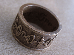 "Live Long & Prosper" Ring - Embossed Style in Polished Bronzed Silver Steel: 5 / 49
