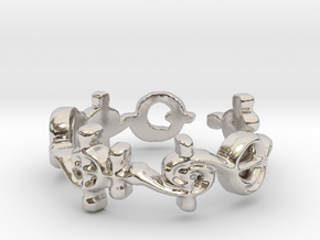 "T'hy'la" Vulcan Script Ring - Cut Style in Rhodium Plated Brass: 7 / 54
