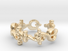 "T'hy'la" Vulcan Script Ring - Cut Style in 14k Gold Plated Brass: 7 / 54