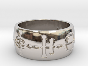 "Kaiidth" Vulcan Script Ring - Engraved Style in Rhodium Plated Brass: 7 / 54