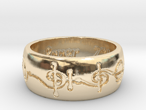 "T'hy'la" Vulcan Script Ring - Engraved Style in 14k Gold Plated Brass: 7 / 54