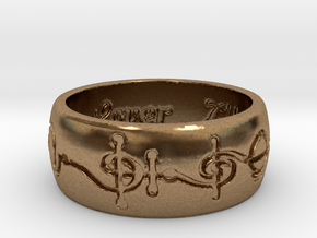 "T'hy'la" Vulcan Script Ring - Engraved Style in Natural Brass: 7 / 54