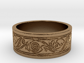 Viking Swirled Linework Ring in Natural Brass