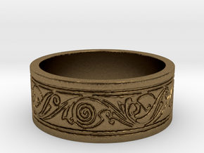 Viking Swirled Linework Ring in Natural Bronze