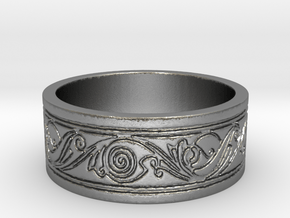 Viking Swirled Linework Ring in Natural Silver