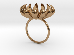 opening bloom ring in Polished Brass