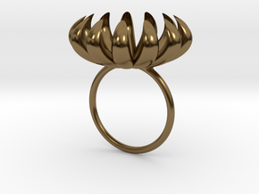 opening bloom ring in Polished Bronze