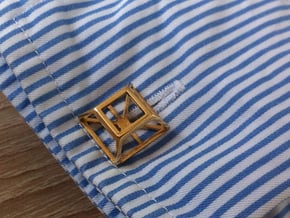 Geometric cufflinks in Polished Brass