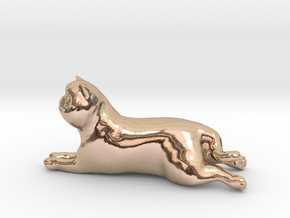 Laying Exotic Shorthair Cat in 14k Rose Gold Plated Brass