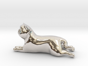 Laying Exotic Shorthair Cat in Rhodium Plated Brass