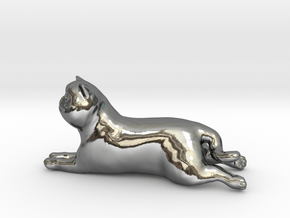 Laying Exotic Shorthair Cat in Fine Detail Polished Silver