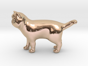 Standing Exotic Shorthair Cat in 14k Rose Gold Plated Brass