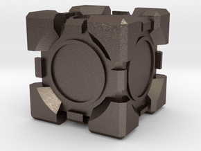 Companion Cube 10x10mm in Polished Bronzed Silver Steel