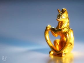 Fox Heart in Polished Gold Steel