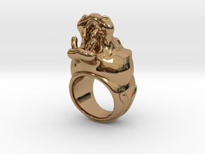 Hippopotamus ring in Polished Brass