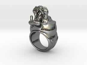 Hippopotamus ring in Fine Detail Polished Silver