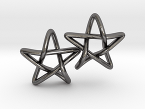 STAR earrings, PAIR in Polished Nickel Steel