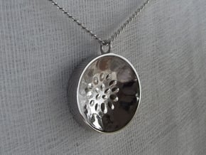 Low Tenor "damntingself" steelpan pendant, M in Polished Silver