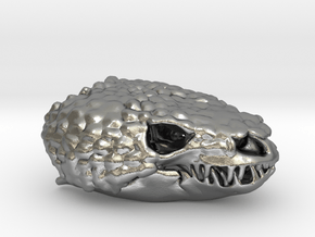 Gila Monster Skull Pendant -  30mm in Natural Silver