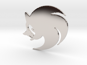 3D Sonic the Hedgehog Logo in Rhodium Plated Brass