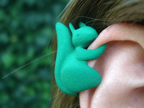 Ear Squirrel - ear cuff (right) in Green Processed Versatile Plastic