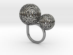 2 Polyps ring--singlefinger ring in Fine Detail Polished Silver