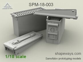 1/18 SPM-18-003 .30cal (7,62mm) ammobox opened in Clear Ultra Fine Detail Plastic