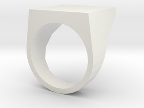 Flat Top Ring in White Natural Versatile Plastic