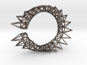 Spiked Twisted Bracelet01 in Polished Bronzed Silver Steel