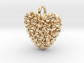 365 Hearts Pendant - Medium  in 14k Gold Plated Brass