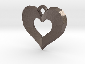 Heart pendant in Polished Bronzed Silver Steel