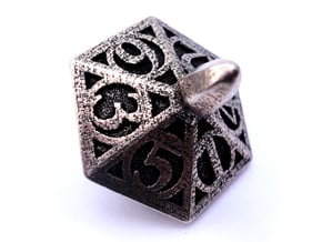 Top d6 in Polished Bronzed Silver Steel