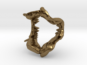 Great White Shark Jaw With Loop in Polished Bronze