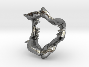 Great White Shark Jaw With Loop in Fine Detail Polished Silver