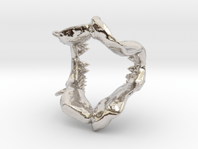 Great White Shark Jaw With Loop in Rhodium Plated Brass