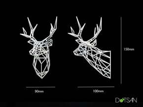 3D Printed Stag Deer 150mm Facing Right  in White Natural Versatile Plastic
