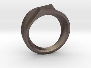 Qortex Ring in Polished Bronzed Silver Steel: 11 / 64