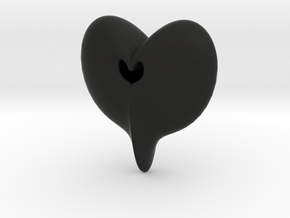 Heart Pendant  in Black Natural Versatile Plastic