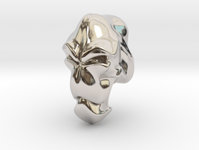 Skull-004 scale in 3cm Passed in Rhodium Plated Brass