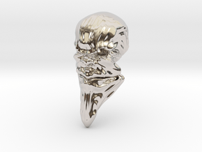 Skull-031 scale in 3cm Passed in Rhodium Plated Brass