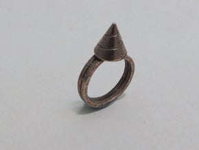 Drill-ring (US Size#6) in Polished Bronzed Silver Steel