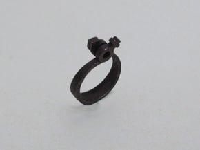 Male-Female Linked ring (US size#6) in Polished Bronzed Silver Steel