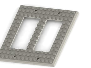 Lego-Inspired Base Switch Cover Plate (Double rock in White Natural Versatile Plastic