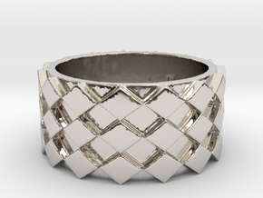 Futuristic Diamond Ring Size 7 in Rhodium Plated Brass