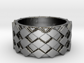 Futuristic Diamond Ring Size 7 in Fine Detail Polished Silver