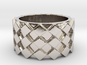 Futuristic Diamond Ring Size 4 in Rhodium Plated Brass