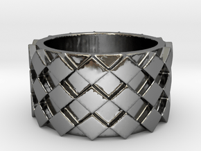 Futuristic Diamond Ring Size 4 in Fine Detail Polished Silver